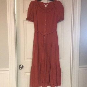 Chelsea & Violet Maxi Prairie Dress Orange NWT
